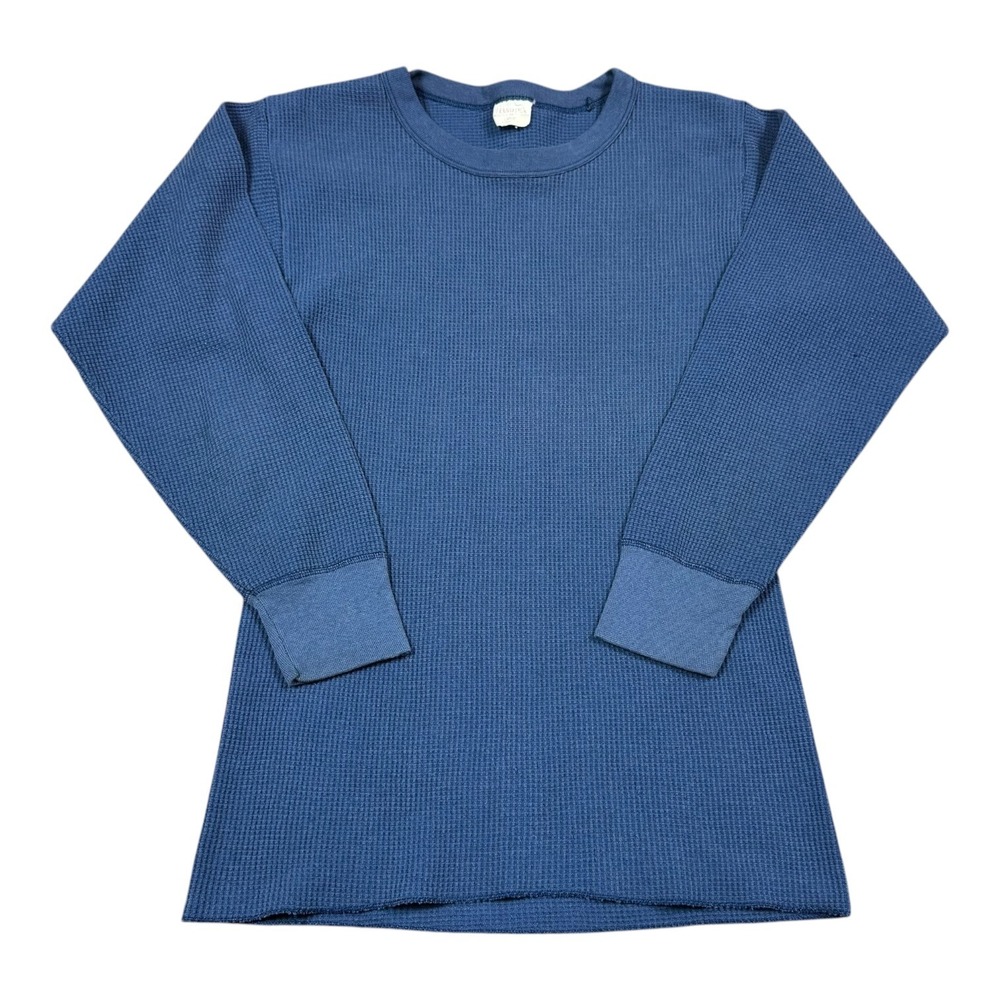 Vintage 70s 80s Handtex Blue Thermal Waffle‎ Knit Long Sleeve Shirt Men's L